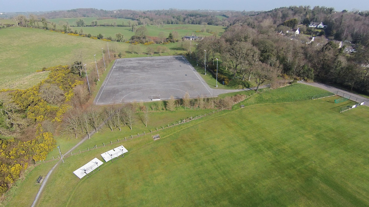 Aerial view of Saintfield hockey pitch