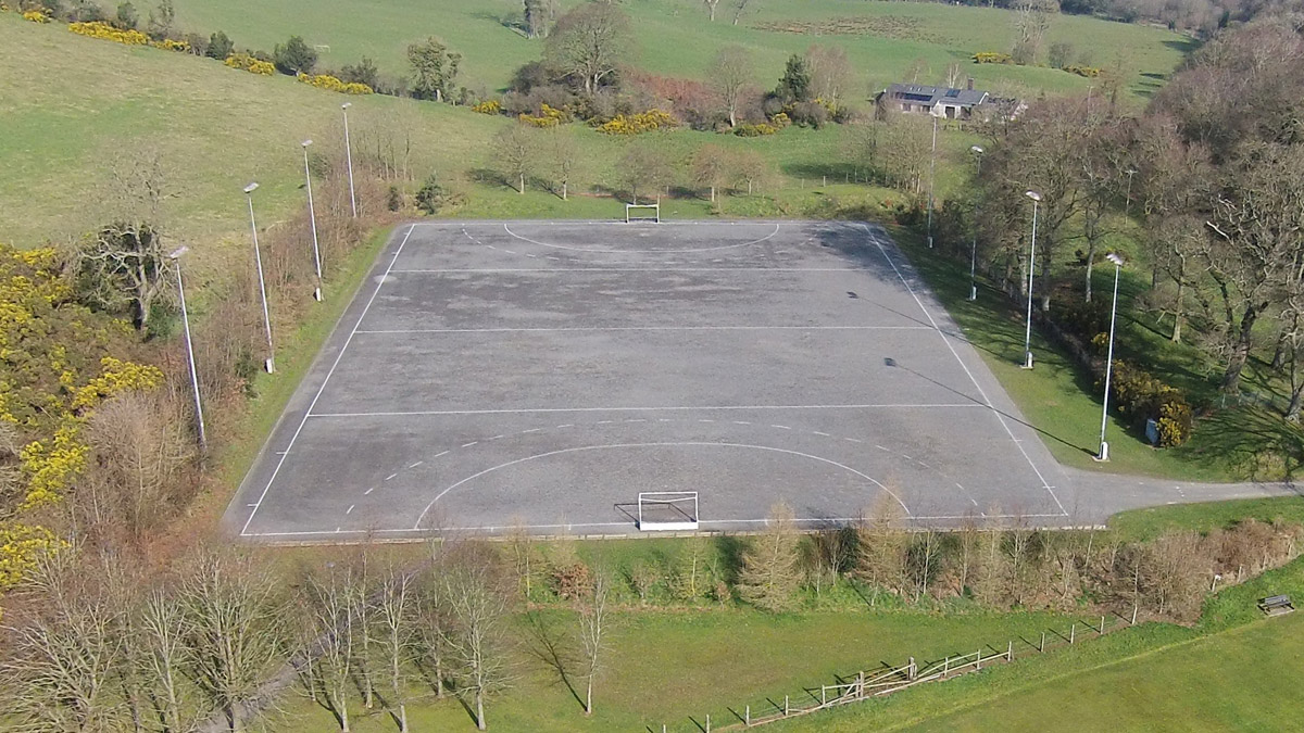 Aerial view of Saintfield hockey pitch