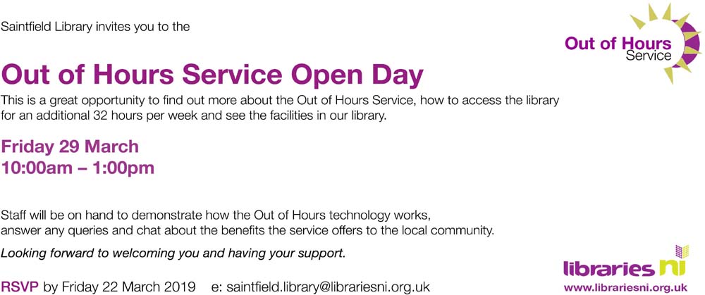 Saintfield Library Out Of Hours Service Open Day