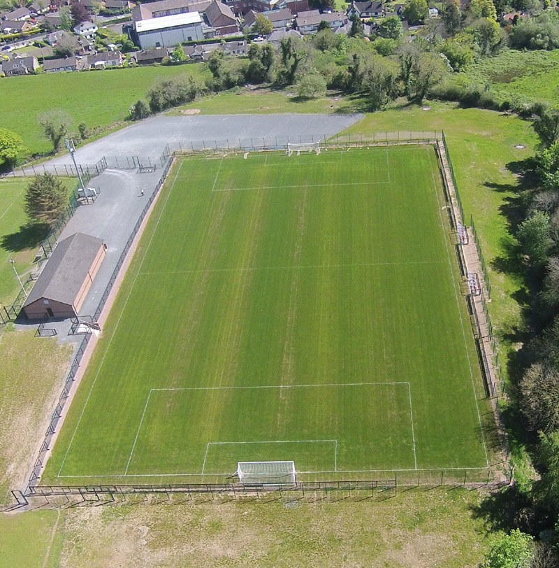 Aerial photo of new Saintfield United FC pitch